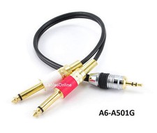 1ft 3.5mm Stereo Male to Dual 1/4" Mono Male Plug Cable - CablesOnline A6-A501G