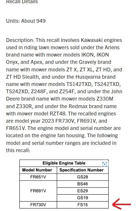FR651V-BS31 21.5HP Kawasaki Vertical Shaft Engine 15 Amp 1
