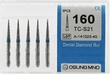 Dental Diamond Burs, Standard Grit Multi-Use, 5 Pcs/Pk [160TC-S21]