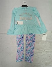 NWT Hurley Girls Mermaid 2 Pc Long Sleeve Top Legging Set Sz 6 Mint Candy AM12