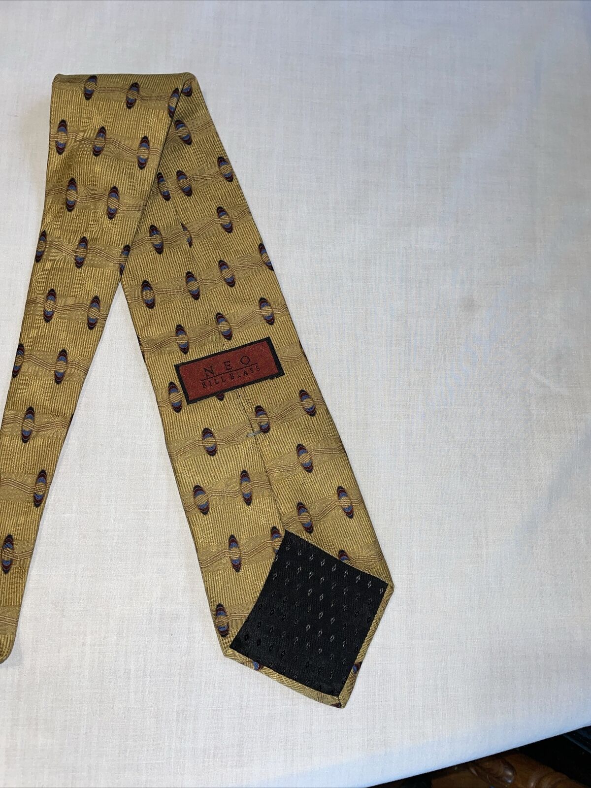 Neo Bill Blass Dress Tie Mens Size 57" Gold Geome… - image 9