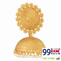 Elegant Gold Plated Bridal Jewelry Set - Elegant Pearl Earrings Indian Style Set Elegant Gold Plated Bridal Jewelry Set - Elegant Pearl Earrings Indian Style Set