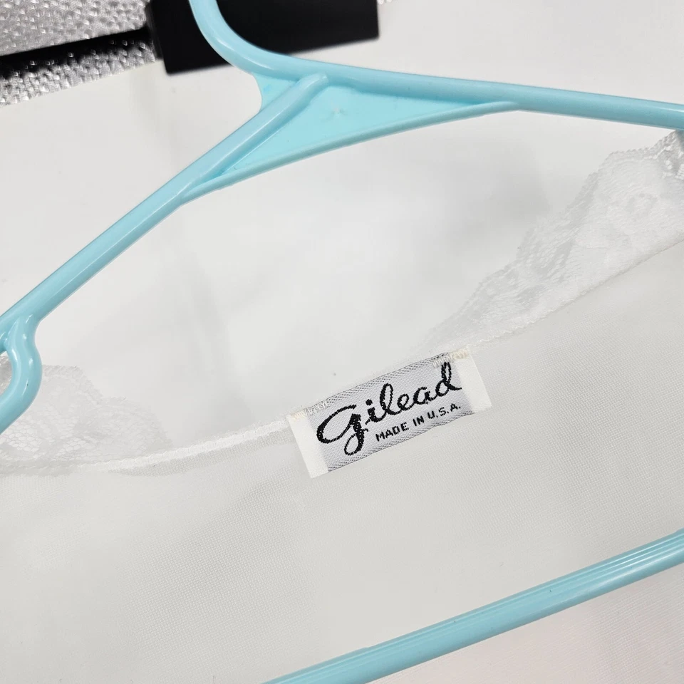 Vintage Gilead 70s Robe White Sheer Lace Floral Embroidered Maxi Dreamy Sz M - Image 2 of 4