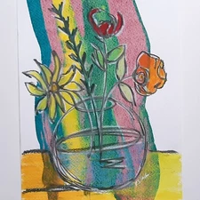 Floral Art Original Abstract Flower Acrylic Painting Modern Pop Art 11x14