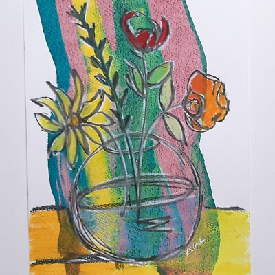 Floral Art Original Abstract Flower Acrylic Painting Modern Pop Art 11x14