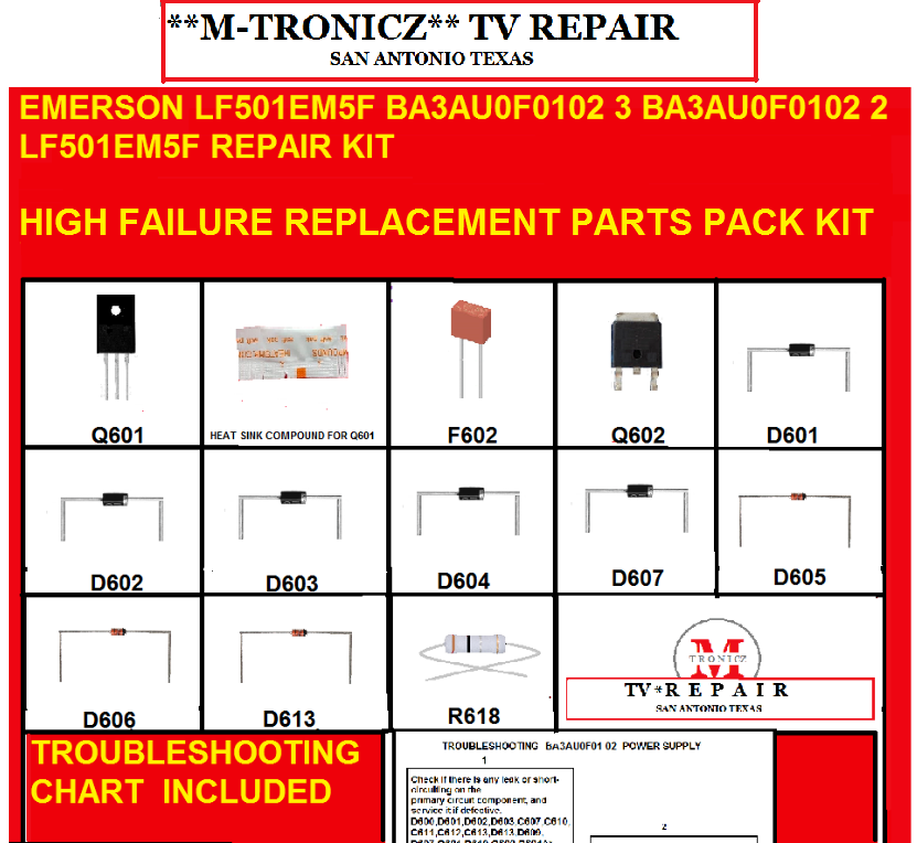 EMERSON LF501EM5F BA3AU0F0102 3 BA3AU0F0102 2 LF501EM5F DS1 REPAIR KIT