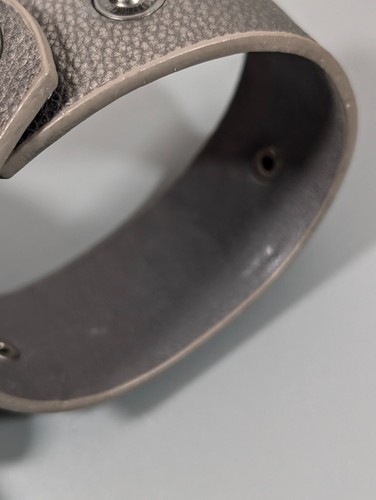 Boho Coastal Chic Gray Faux Leather Rhinestone Snape Cuff Bracelet 7.5 inch - Picture 5 of 9