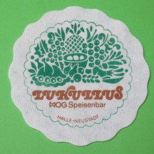 DDR Tropfdeckchen - HO Gaststätte LUKULLUS - Halle Neustadt - DDR Souvenir
