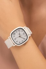 Stylish Silicone Strap Quartz Watch for Women Stainless Steel Ladies Wrist Watch