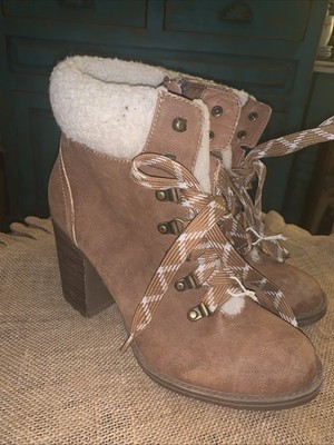 Esprit Hadley Faux-Fur Collar Boots camel womens US 8.5