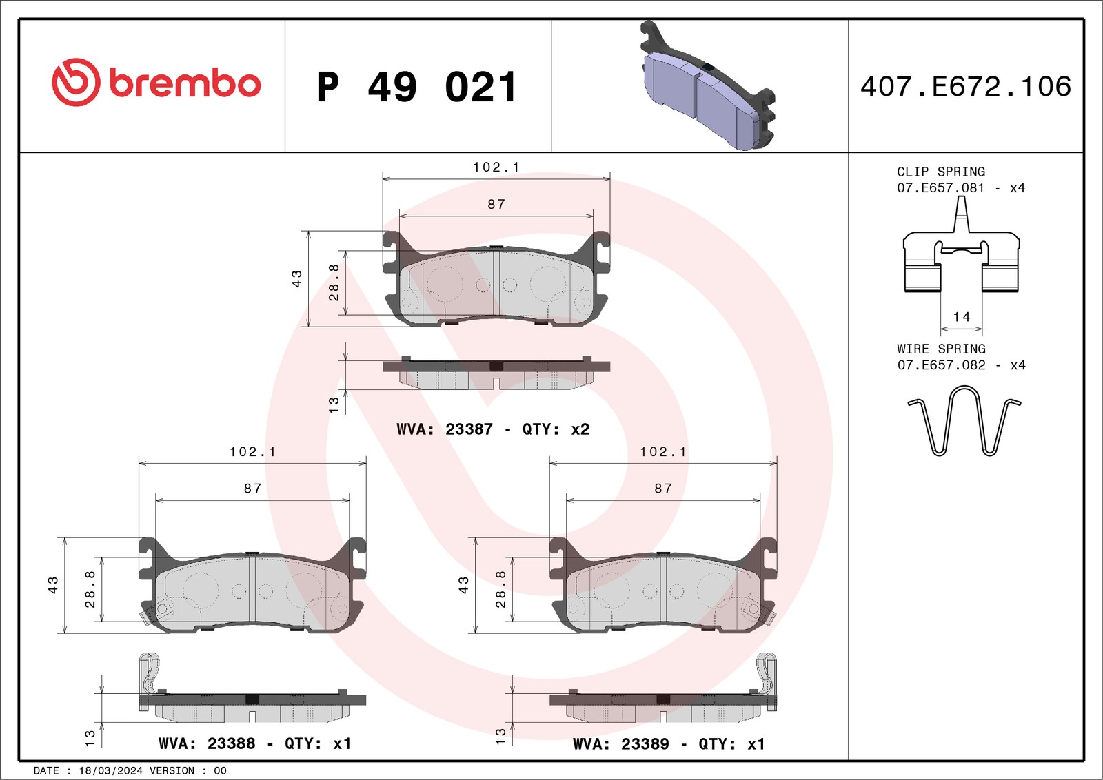 Fits MAZDA MX-5 Convertible Brembo Brake Pads Rear 1989-1998 - Image 20