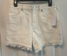 NWT 98 BLANKNYC White Denim Shorts Eyelet Trim SZ 26 Women's Spot on back
