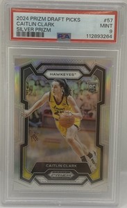 2024 PANINI PRIZM DRAFT PICKS SILVER PRIZM #57 CAITLIN CLARK ROOKIE RC PSA 9