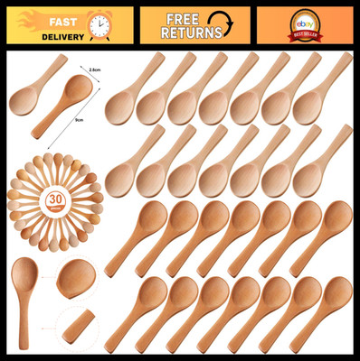 30 Pcs Mini Wooden Spoons 3.5'' Natural Tasting Spoons for Jars, Condiments, Spic