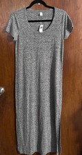 Old Navy Women's sz XS Heathered Grey Midi Tee Shirt Sheath Dress with Side Slit