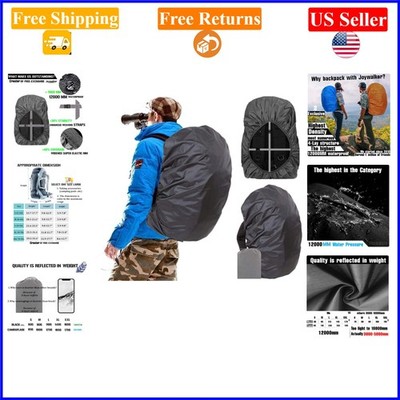 Black Waterproof Backpack Cover 40L, 12000mm, Multilayer, Upgraded Buckle