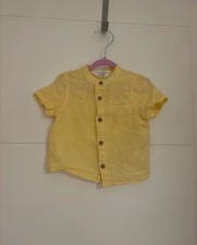 Excellent Condition Primark Yellow Collarless Baby Linen Shirt (3-6m)