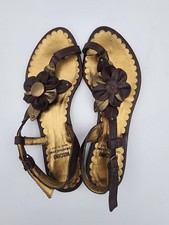 Moschino Cheap  Chic Brown Floral Sandals Size 37.5 Made In Italy