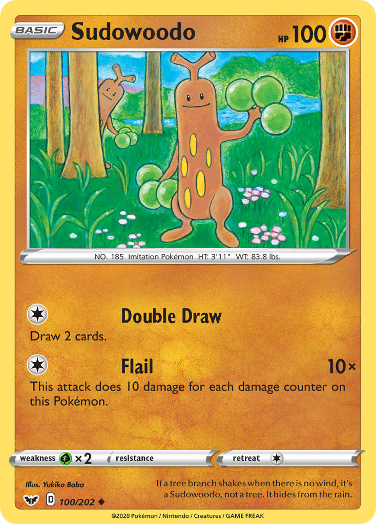 POKEMON TCG SUDOWOODO SWORD & SHIELD 100/202 UC LP