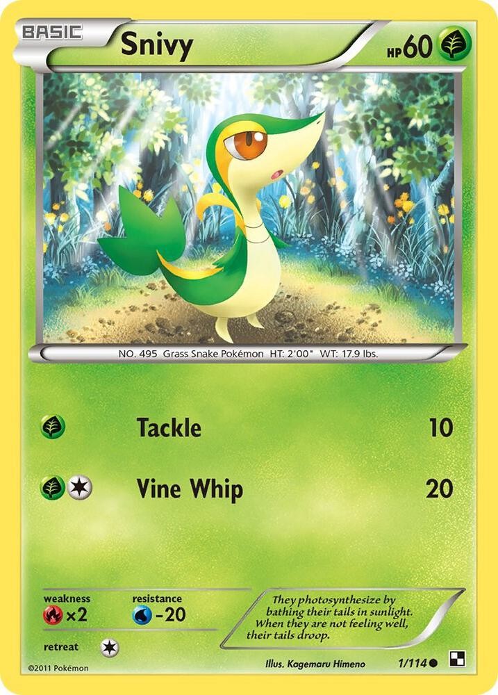 Snivy 1/114 Common Black and White Pokemon NM/LP