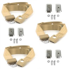 Amc Eagle 1979 - 1987 Standard 2pt Tan Lap Bench Seat Belt Kit W Bracketry - 3 Amc Eagle 1979 - 1987 Standard 2pt Tan Lap Bench Seat Belt Kit W Bracketry - 3