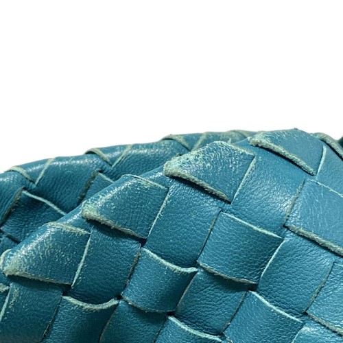 Used Bottega Veneta Chester Bag Tote Blue Green Leather - Picture 13 of 15