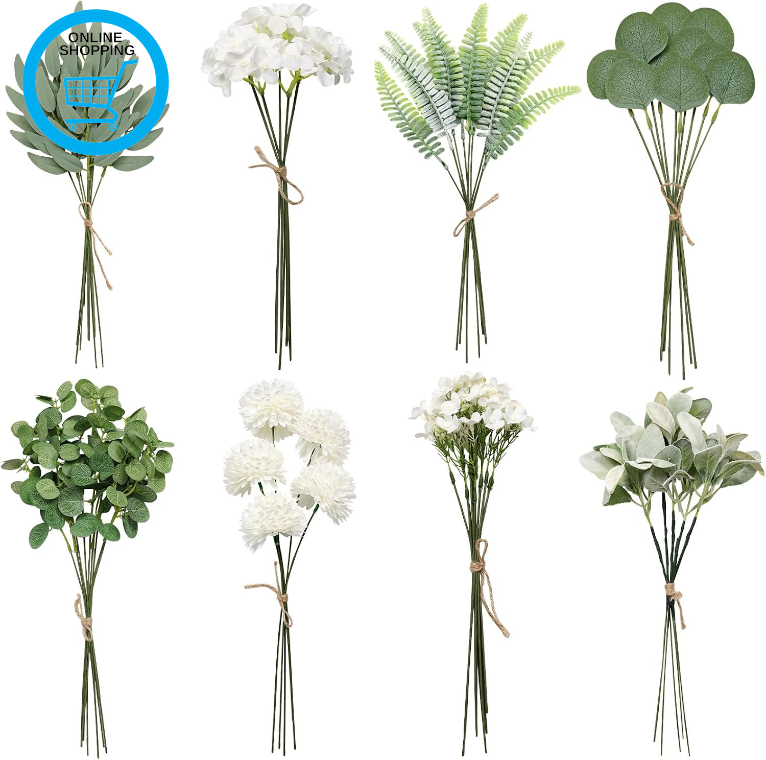 Artificial Eucalyptus Stems Fake Greenery Stems 65Pcs Mixed Fake Greenery Bouque