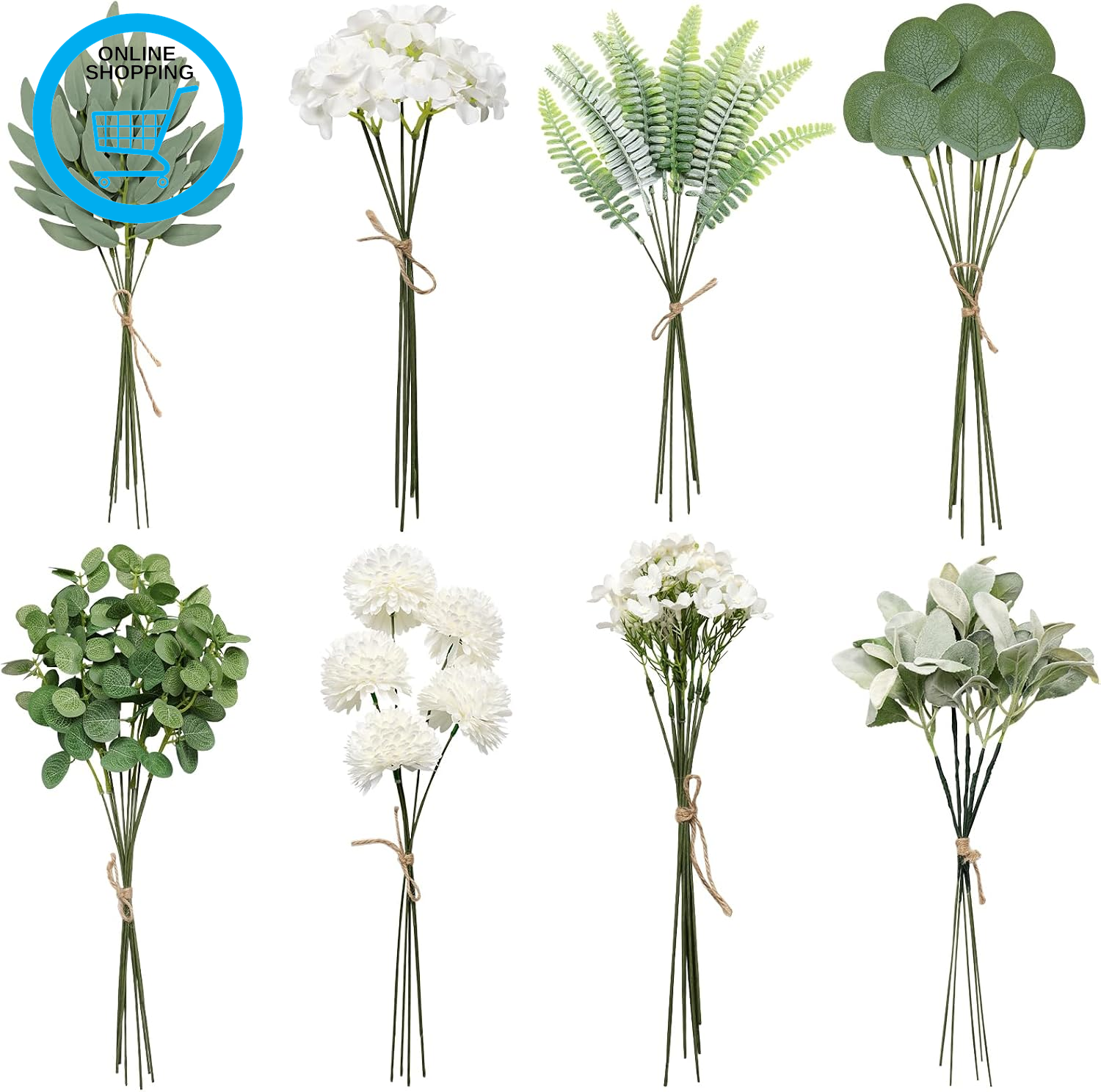 Artificial Eucalyptus Stems Fake Greenery Stems 65Pcs Mixed Fake Greenery Bouque