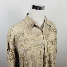 Tori Richard 2XL Hawaiian Aloha Shirt Beige Floral 100% Viscose USA Made
