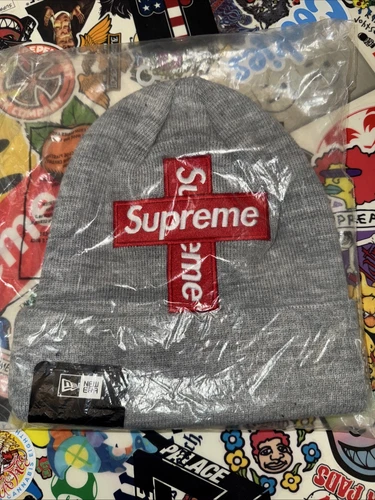 BONNET LOGO BOÎTE CROISÉE SUPRÊME GRIS BRUYÈRE FW20