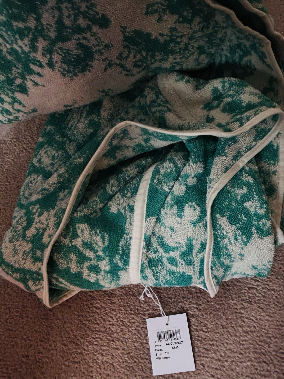 NEW Christian Dior Toile de Jouy Sauvage Hooded Poncho/ Cover up. Green/cream image 8