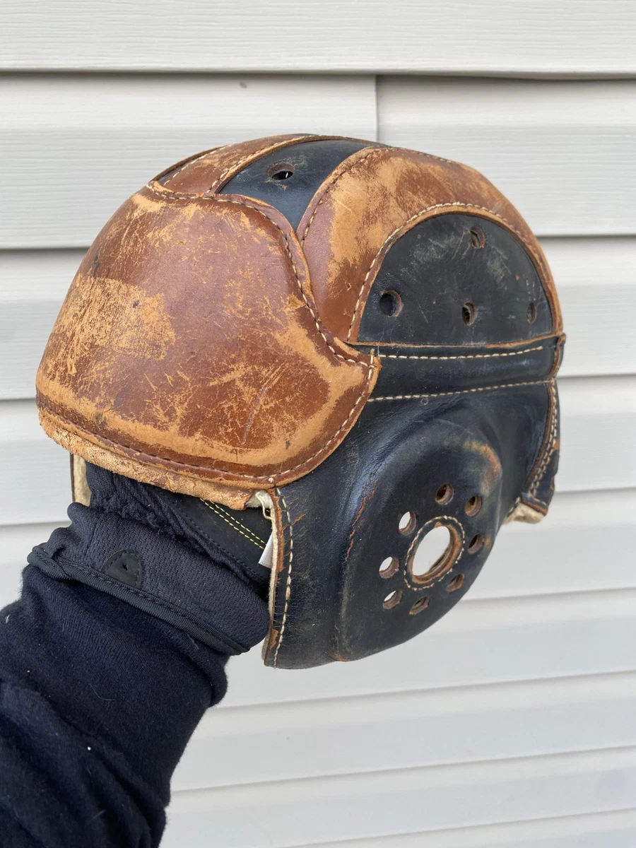 ebay leather football helmets Past Time Sports Black Cross Helmet : Sports & Outdoors Vintage Adult Antique Leather football