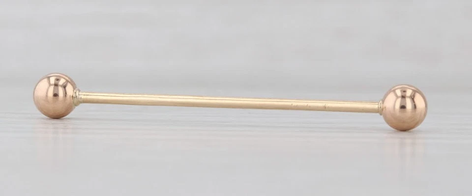 Piercing corporal Barbell ouro rosa amarelo 14k parafuso na extremidade esférica calibre 41,5x1,1 mm 18 - Imagem 2 de 4