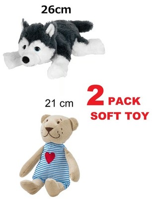 2er-Pack LIVLIG Stofftier Hund Siberian Husky UK LAGER Baby Pappi UK LAGER