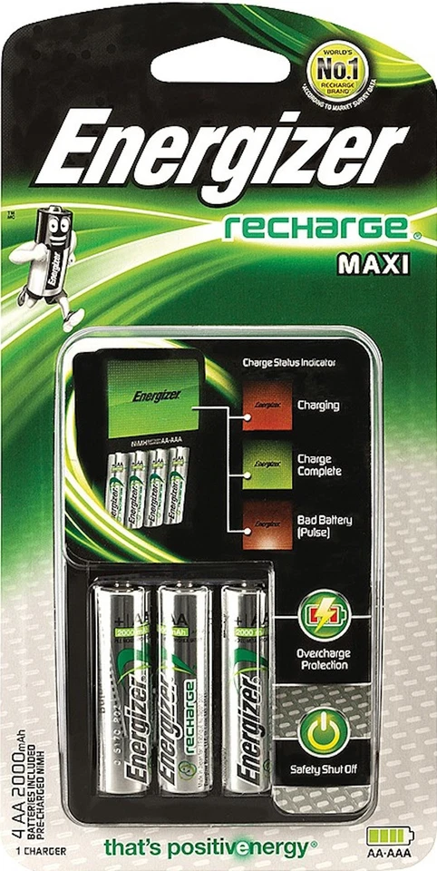2x Energizer Maxi Ladegerät inklusive 4xAA 2000 mAh Akku Accu Recharge Maxi - Bild 1 von 1