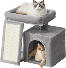 Small Cat Tree, Cat Tower Condo, Scratching Ramp, Large Top Perch, Cave, 20.1 X