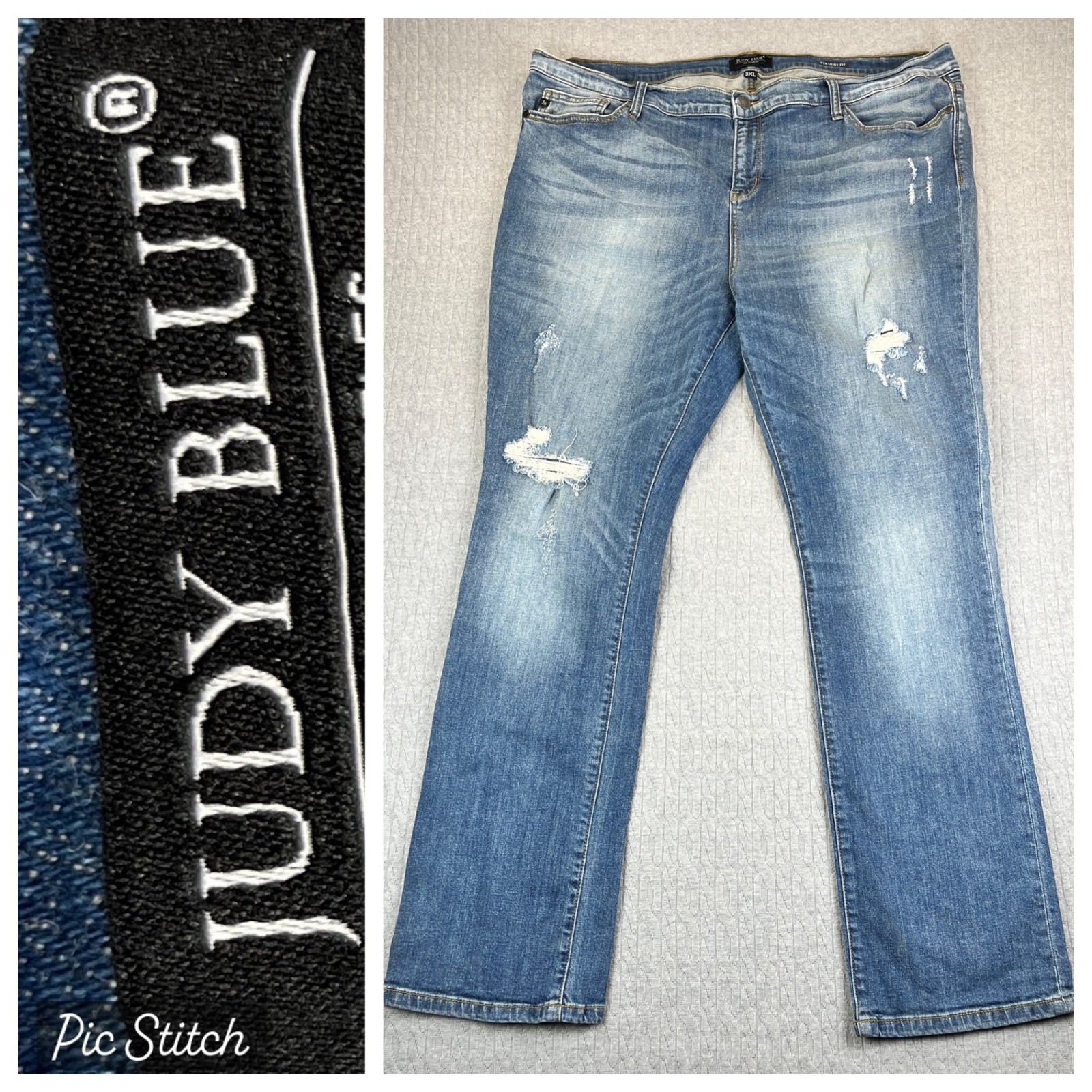 Judy Blue straight fit Jeans Women 3XL/40X31 1/2 Distressed medium Wash