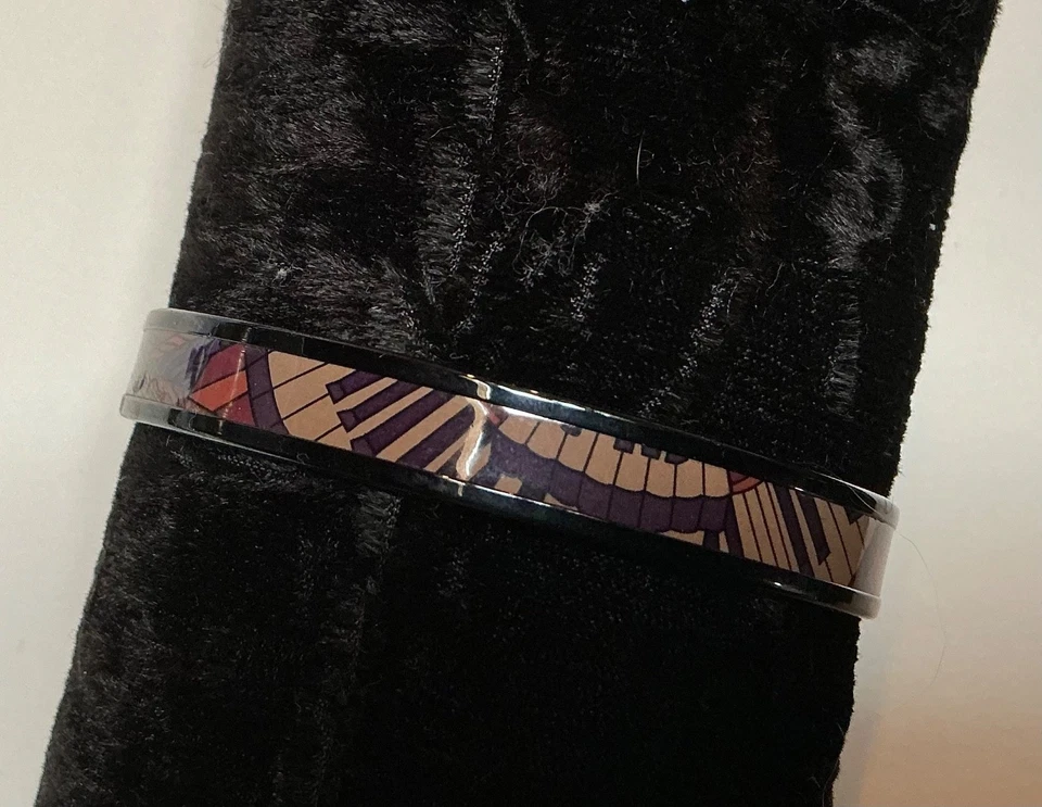 Brazalete Esmalte HERMES PM 65 Brazalete Estrecho Borde Negro, Granate y Negro Foto 3 de 4