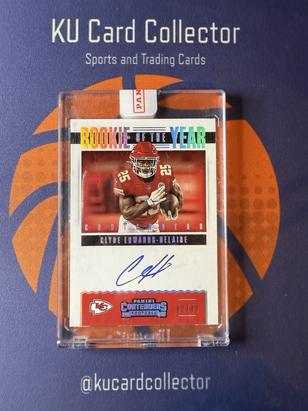 2020 Contenders Clyde Edwards-Helaire Rookie of the Year Auto RPS RC /49