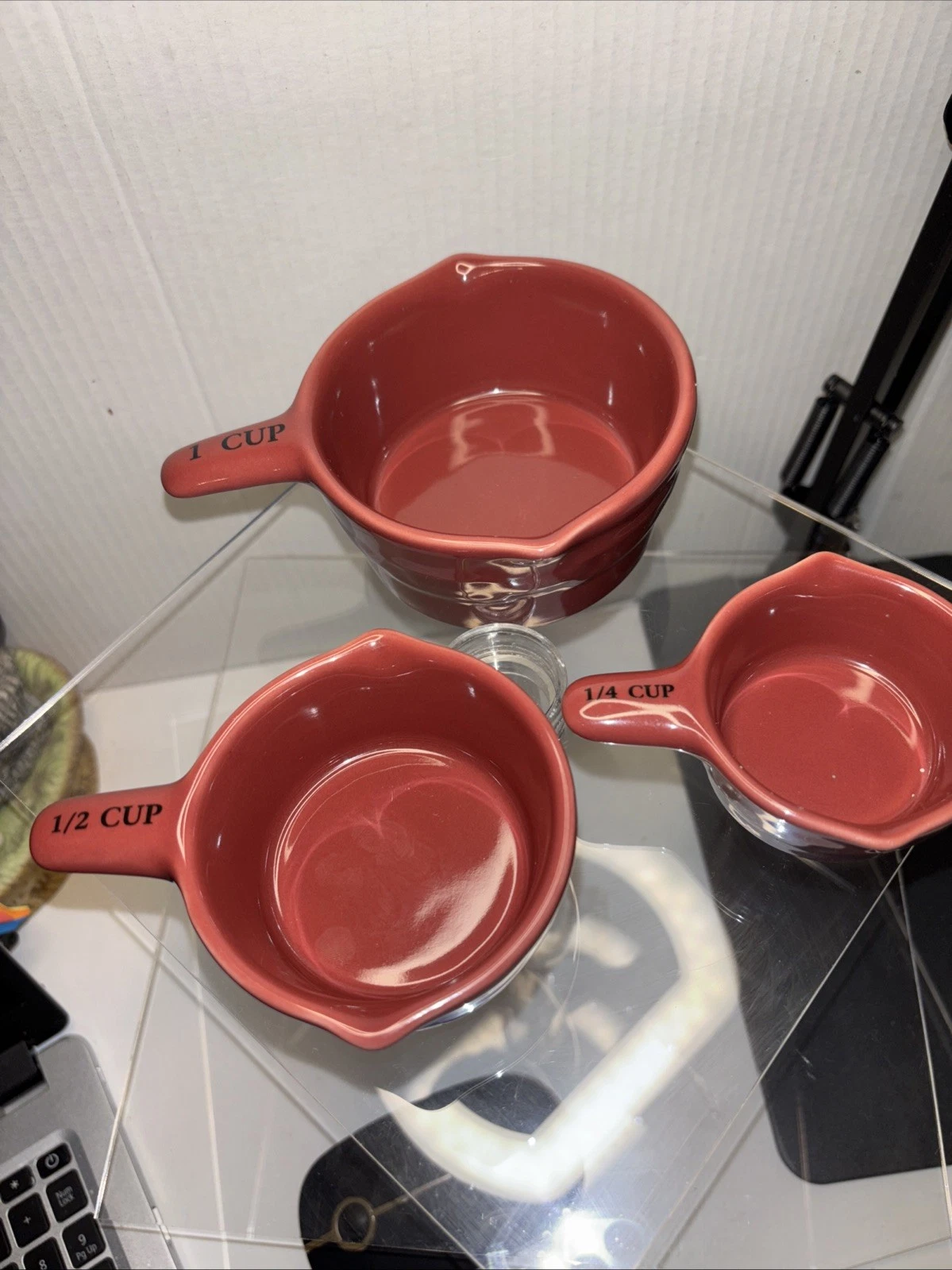 Longaberger Woven Tradition 3 Measuring Cups Paprika 1/4, 1/2, & 1 Cup Rare