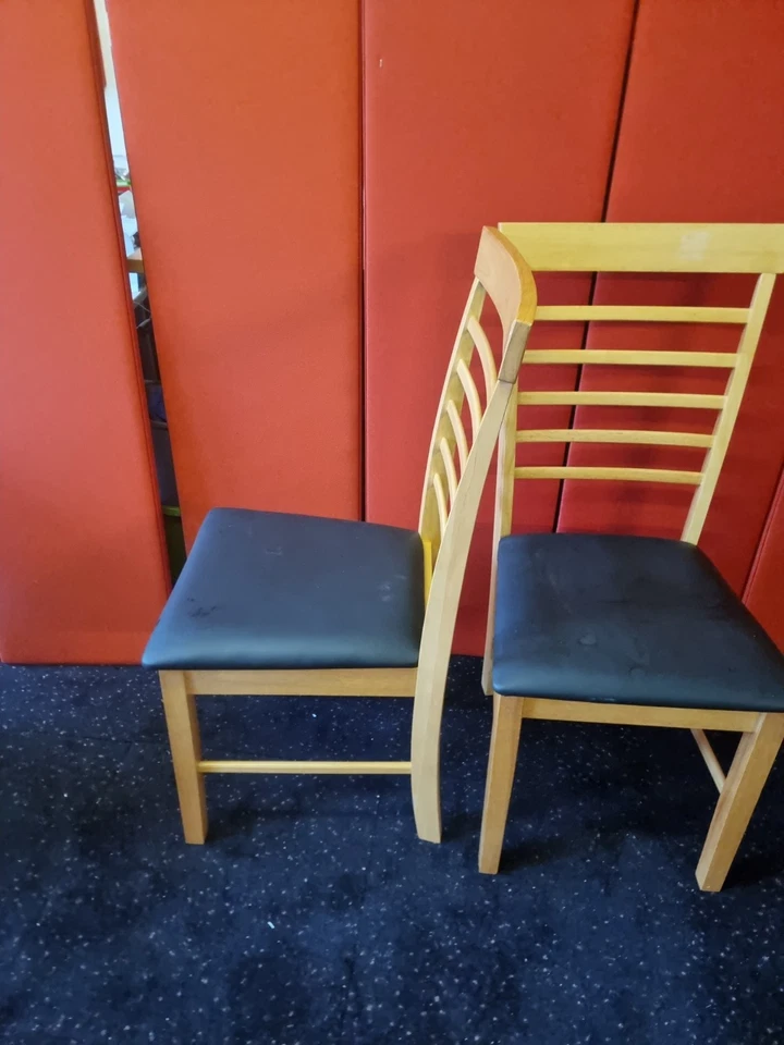 Pair of Hanover Wood Slat & Leather Dining Chairs Never Been Used - Image 4 of 4
