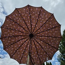 Vintage Handley S Italy Floral Umbrella Carved Lucite Rope Twist Leather Strap