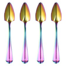 4Pcs Stainless Steel Grapefruit Spoons with Serrated Edge Utensils, Multicolor