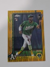 Denzel Clarke 2025 Topps Chrome Update Gold Raywave RC /50 SP Athletics 