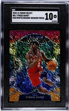 2020 -21 Tyrese Maxey Panini Select #81 Red/White/Orange Shimmer Prism