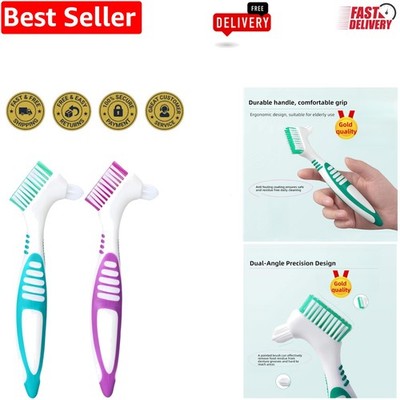 Soft Nylon Denture Brushes Travel Kit - Dual-Angle for Gentle Cleaning & Comfort