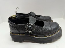 Dr. Martens Addina Flower Black Leather Platform Mary Jane Shoes Size 7 NWOB
