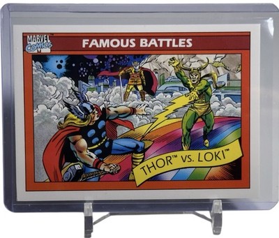 Thor vs. Loki Famous Battles 1990 Impel Marvel Card #122 W/Top Loader & Ebay S&H