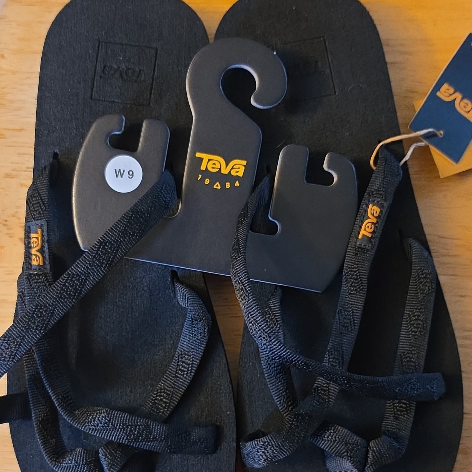 Teva Women’s Strappy Slip-On Sandals Black Solid Casual/Travel US 9