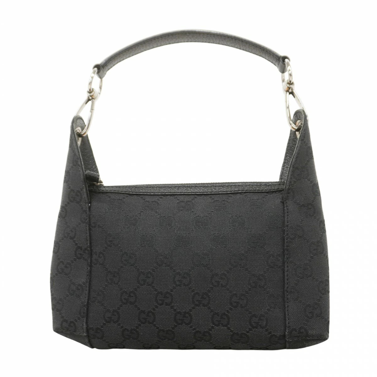 Gucci GG Canvas Handbag 113024 Black Silver Hardware Women